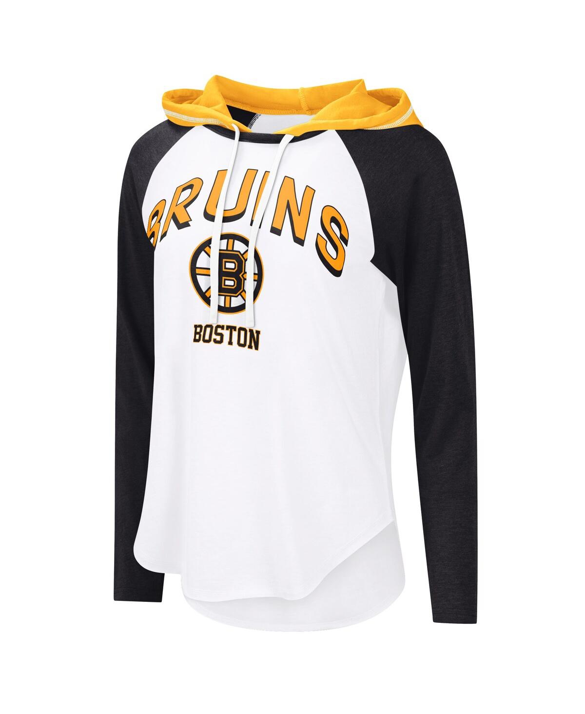 G-iii 4Her by Carl Banks Women's White Boston Bruins Vip Raglan Long Sleeve Hoodie T-Shirt