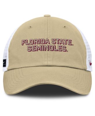 Men's Vegas Gold Florida State Seminoles 2025 Gameday On-Field Club Adjustable Trucker Hat