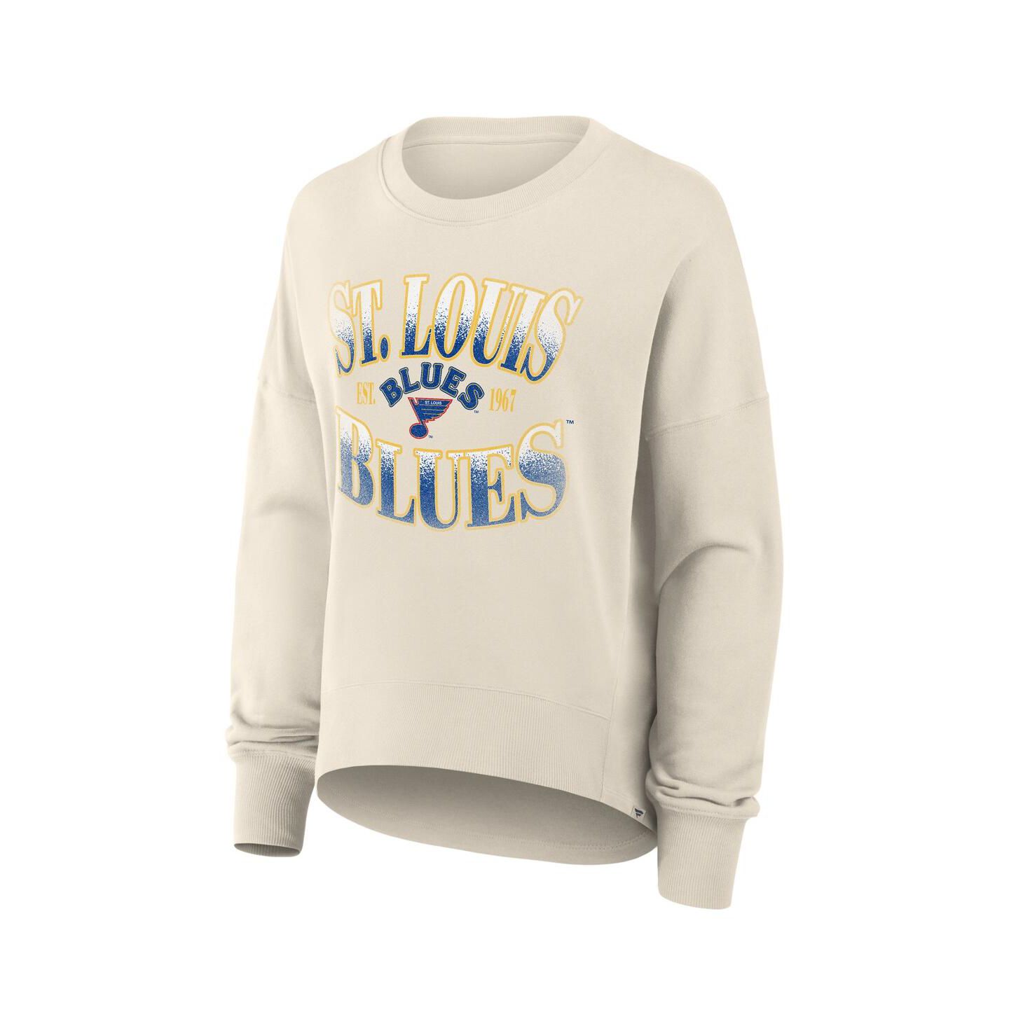 Женская толстовка Fanatics Cream St. Louis Blues Oversized Vintage Slice Pullover — фото 2