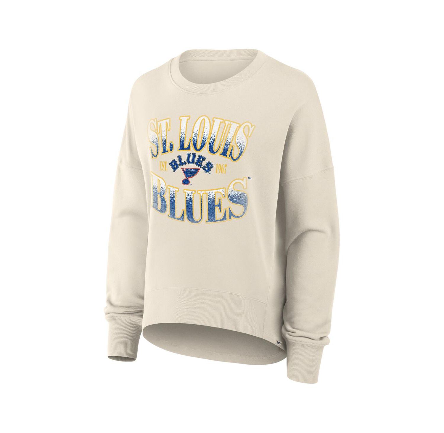 Women's Cream St. Louis Blues Oversized Vintage Slice Pullover Sweatshirt