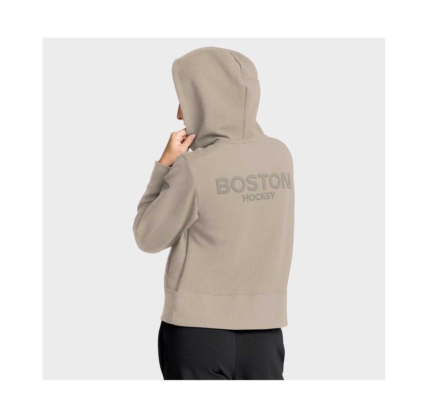 Women's Tan Boston Bruins Authentic Pro Road Tri-Blend Quarter-Zip Hoodie
