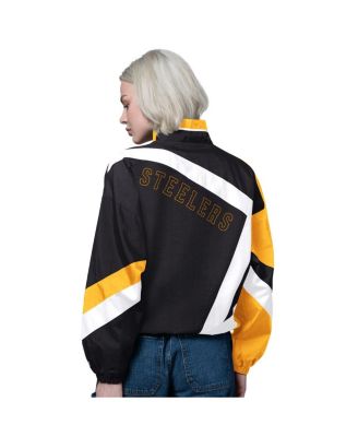 Women's Black/Gold Pittsburgh Steelers Vintage 1st Quarter Full-Zip Windbreaker