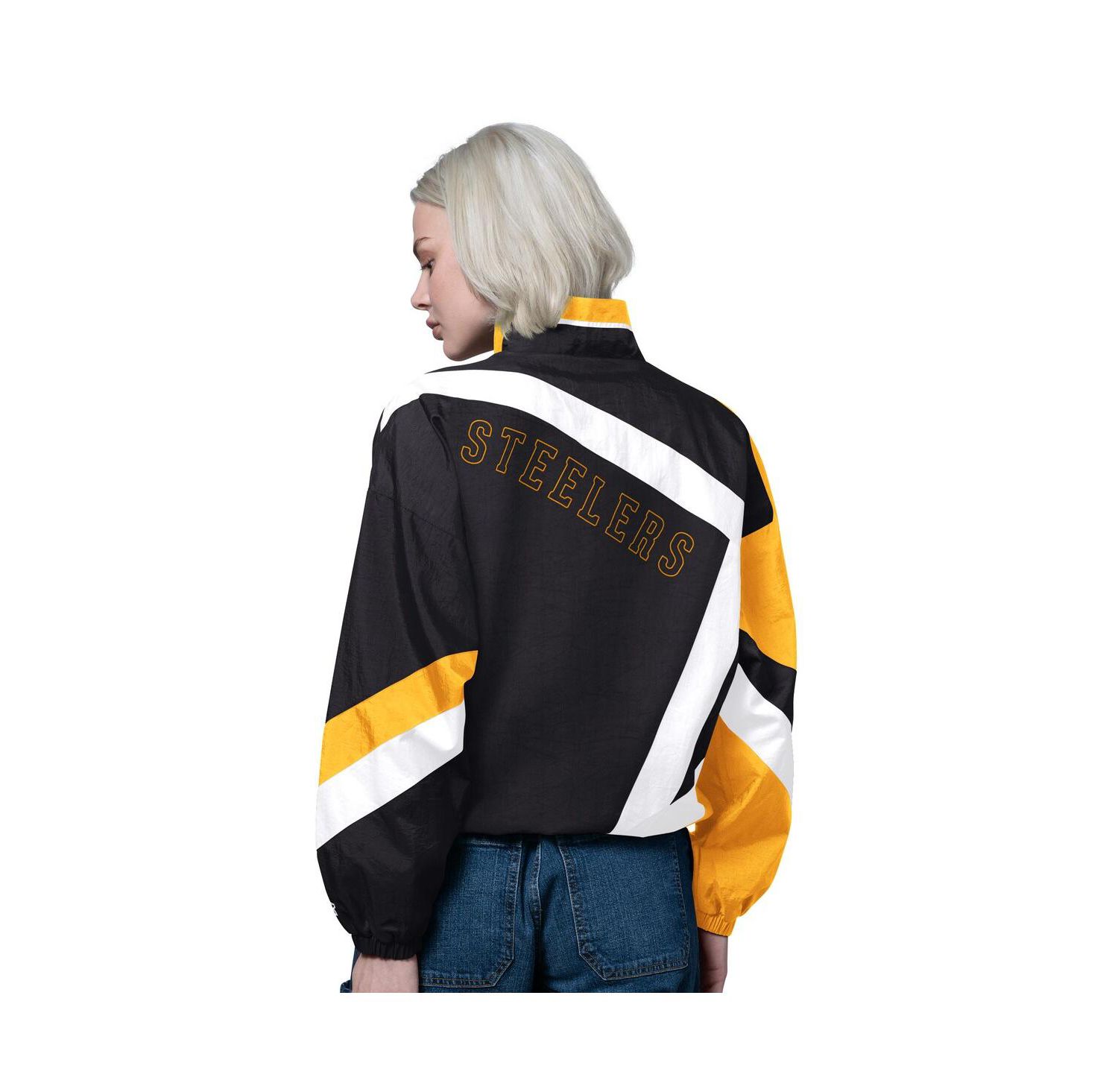 Women's Black/Gold Pittsburgh Steelers Vintage 1st Quarter Full-Zip Windbreaker