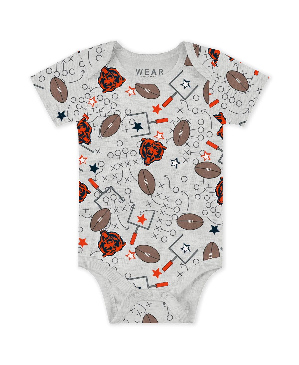 Wear By Erin Andrews Baby Boys And Girls Newborn 3-piece Chicago Bears Turn Me Around Bodysuits Pant Set In Multi