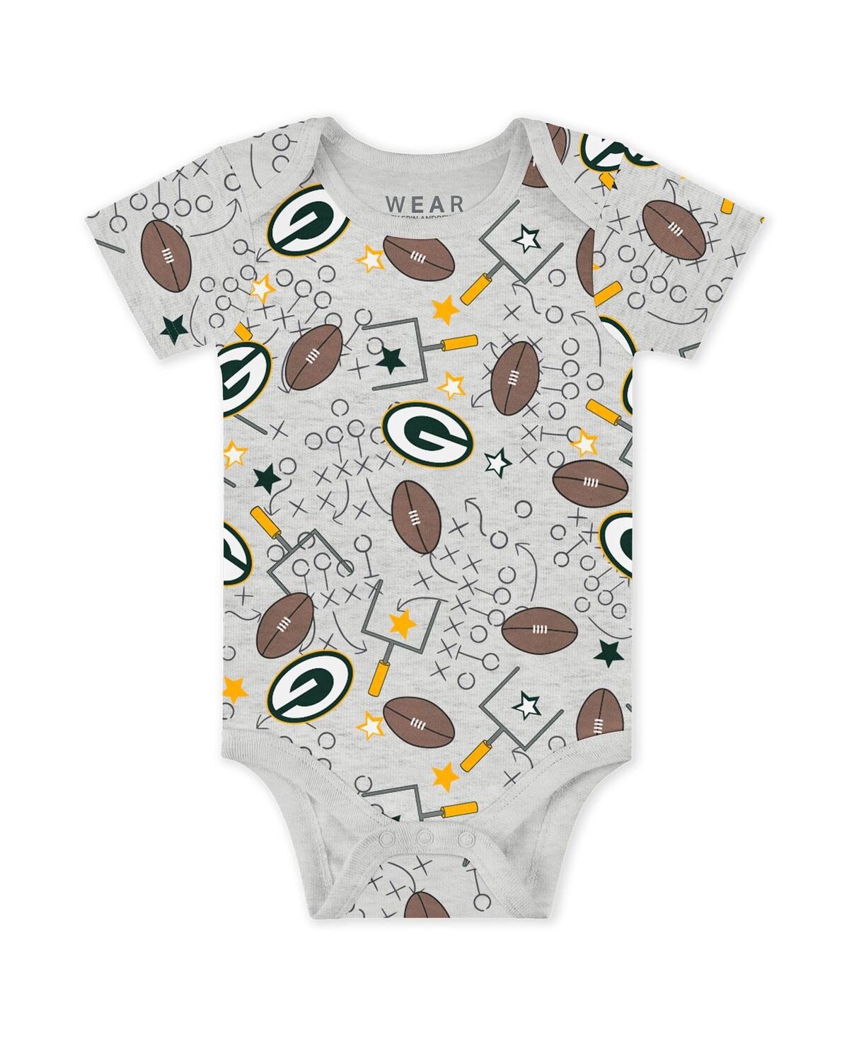 Wear By Erin Andrews Baby Boys And Girls Newborn 3-piece Green Bay Packers Turn Me Around Bodysuits Pant Set In Multi