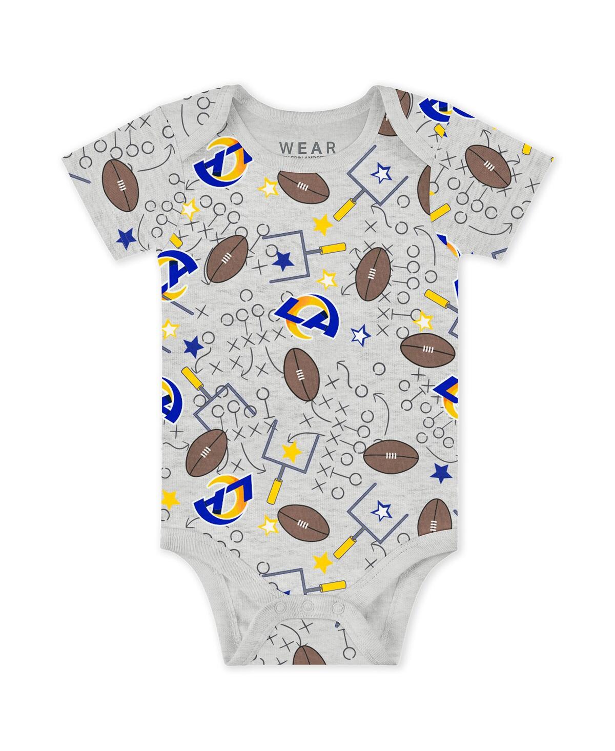 Wear By Erin Andrews Baby Boys And Girls Newborn 3-piece Los Angeles Rams Turn Me Around Bodysuits Pant Set In White