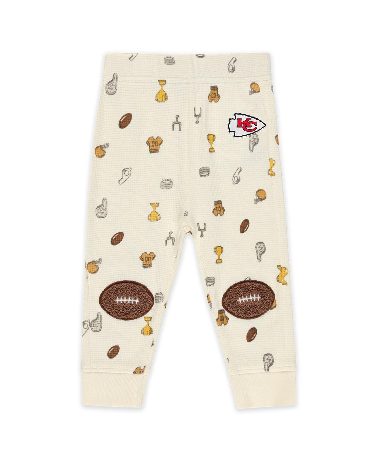 Wear By Erin Andrews Baby Boys And Girls 2-piece Cream Kansas City Chiefs Waffle-knit Sleep Set In White