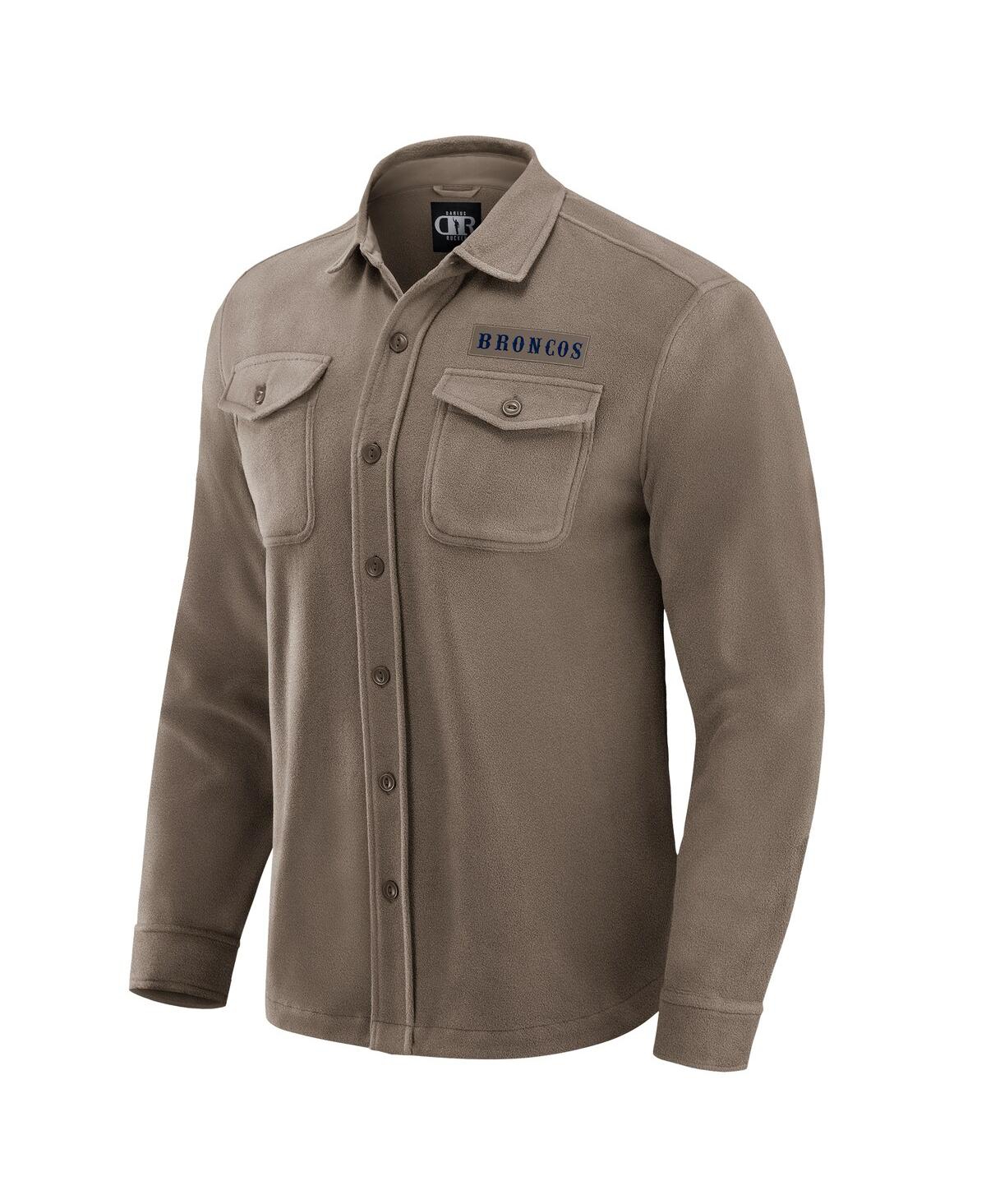 Darius Rucker Collection by Fanatics Men's Tan Denver Broncos Polar Fleece Cozy Button-Up Shirt