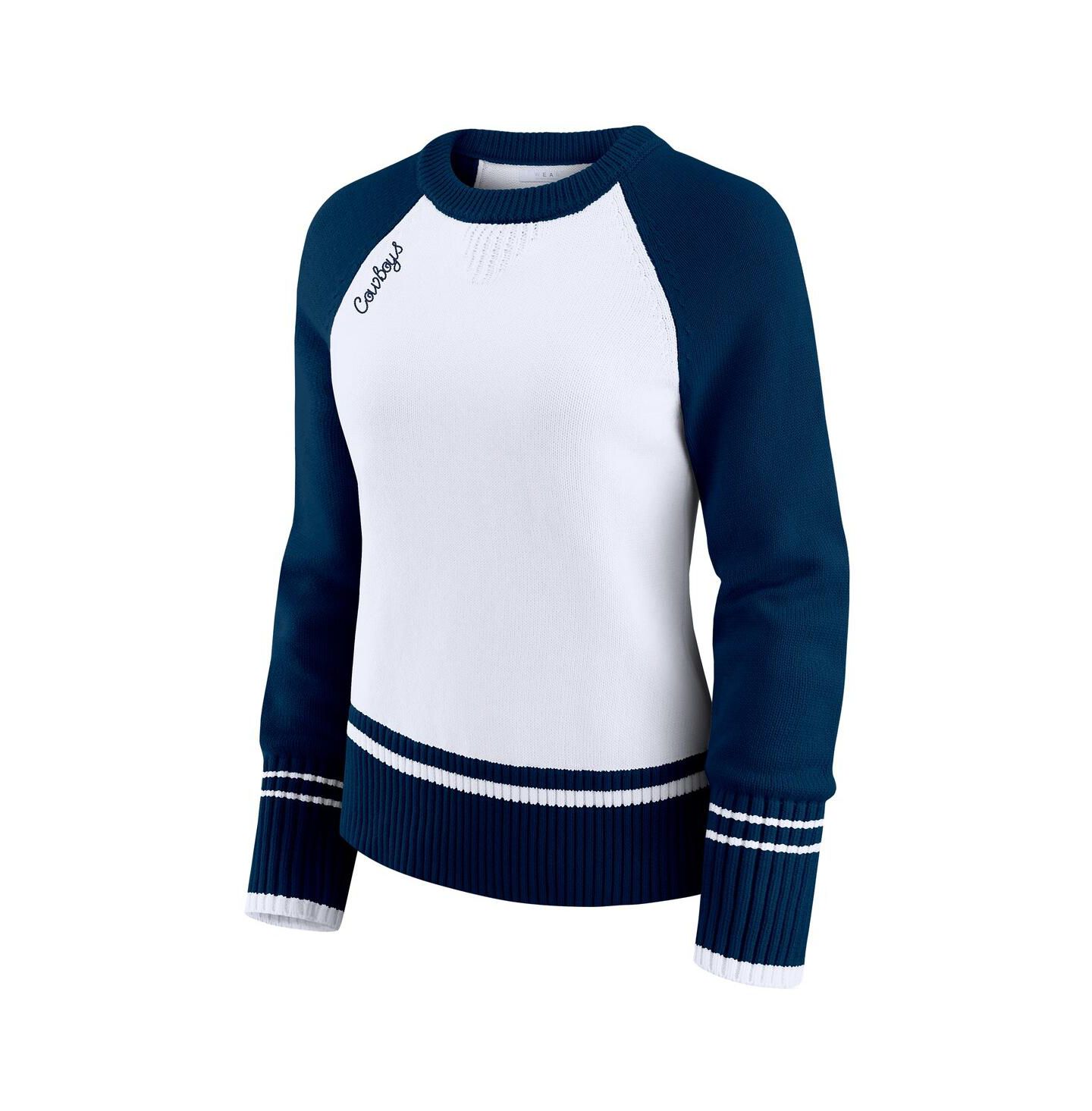 Женский свитер WEAR by Erin Andrews White/Navy Dallas Cowboys Color Block Raglan — фото 2