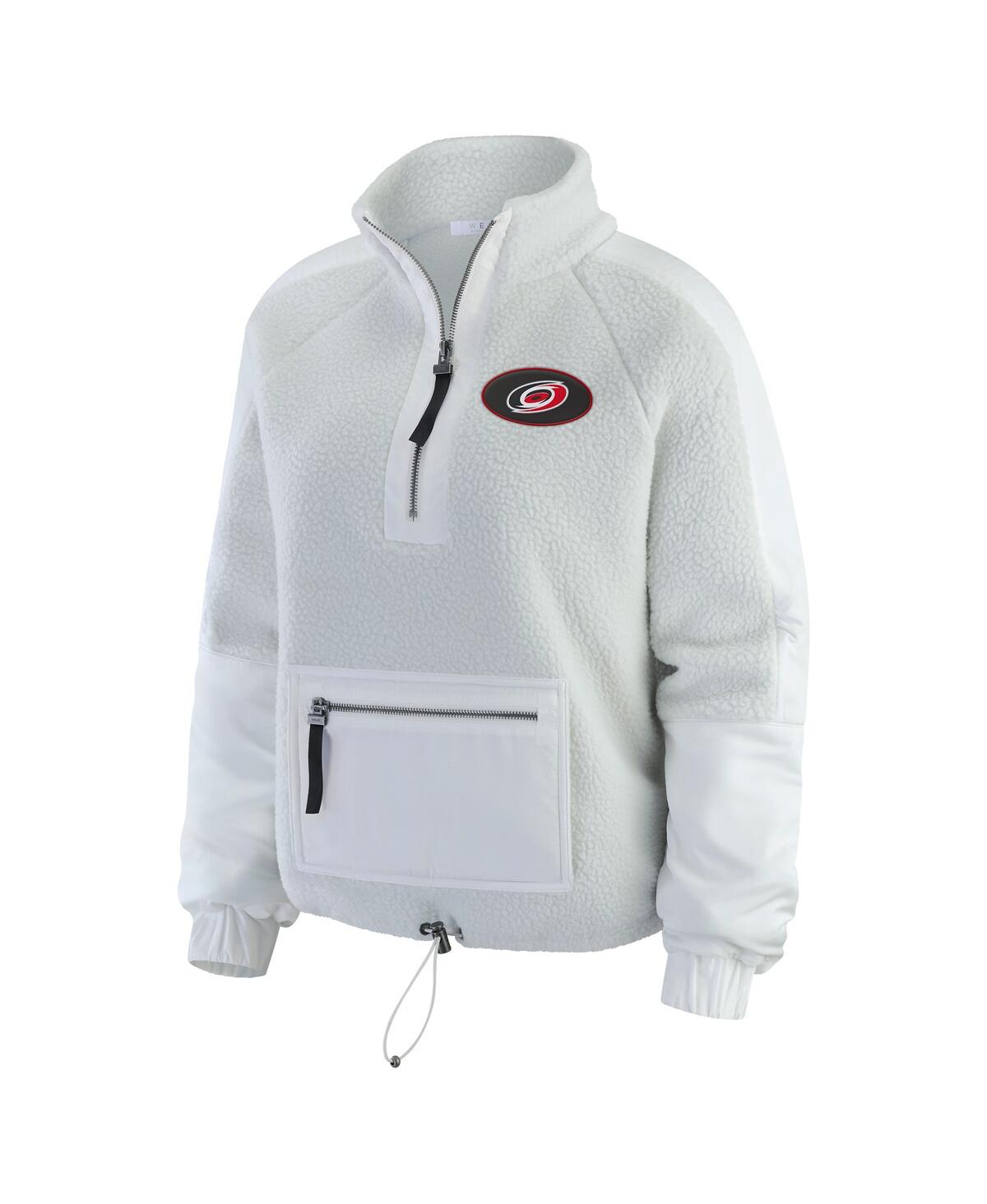 Wear By Erin Andrews Women's Gray/white Carolina Hurricanes Polar Fleece Quarter-zip Jacket In White