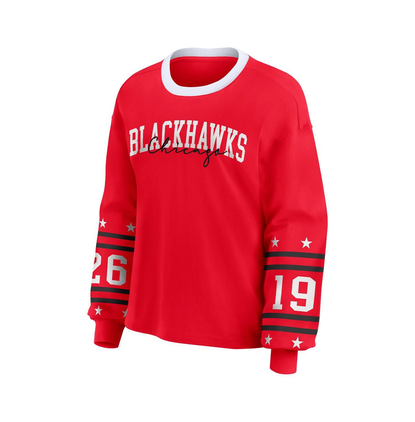 Женская футболка WEAR by Erin Andrews Red Chicago Blackhawks Long-Sleeve Sport — фото 2