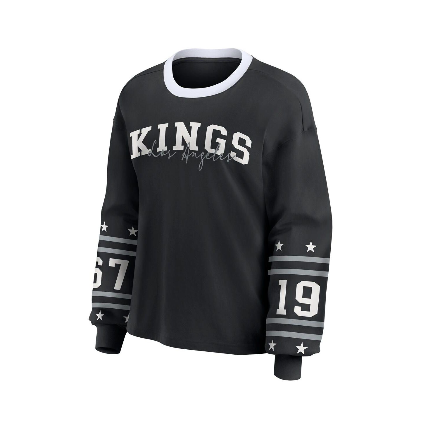 Женская футболка WEAR by Erin Andrews Black Los Angeles Kings Long-Sleeve Sport — фото 2