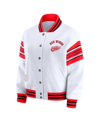 Women's White/Red Detroit Red Wings Full-Snap Fleece Sweatshirt Jacket