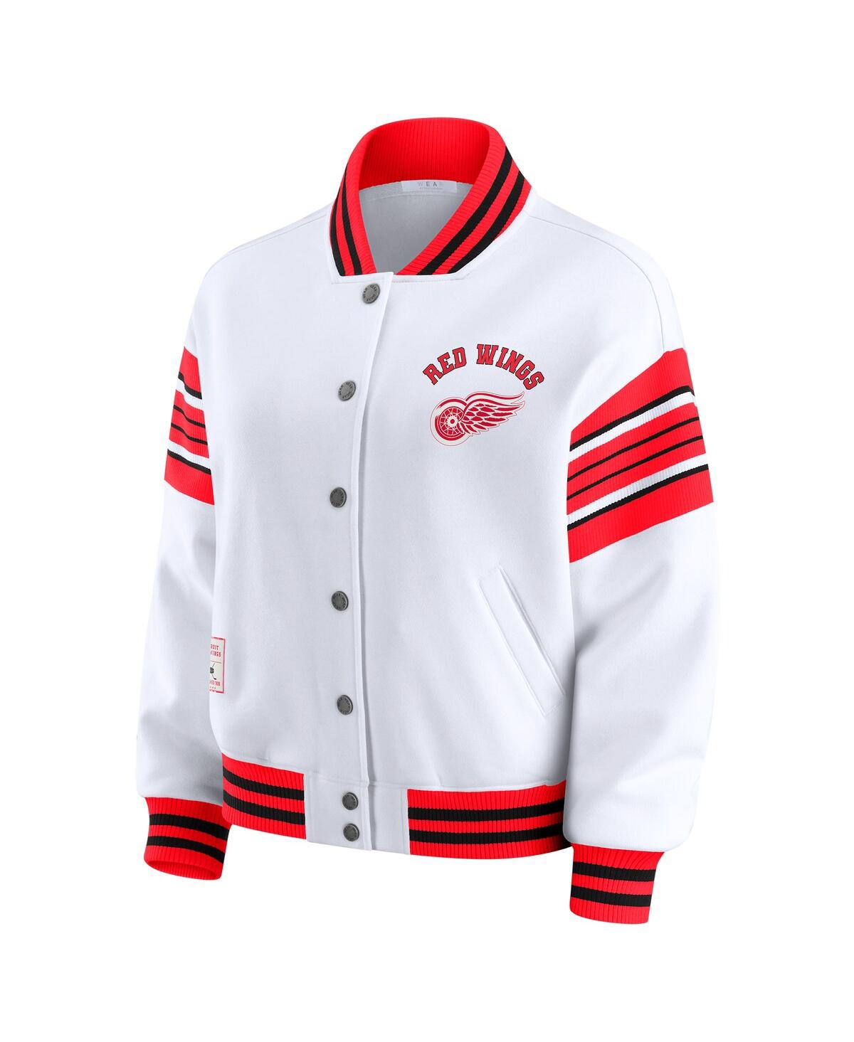 Wear By Erin Andrews Women's White/red Detroit Red Wings Full-snap Fleece Sweatshirt Jacket In Multi