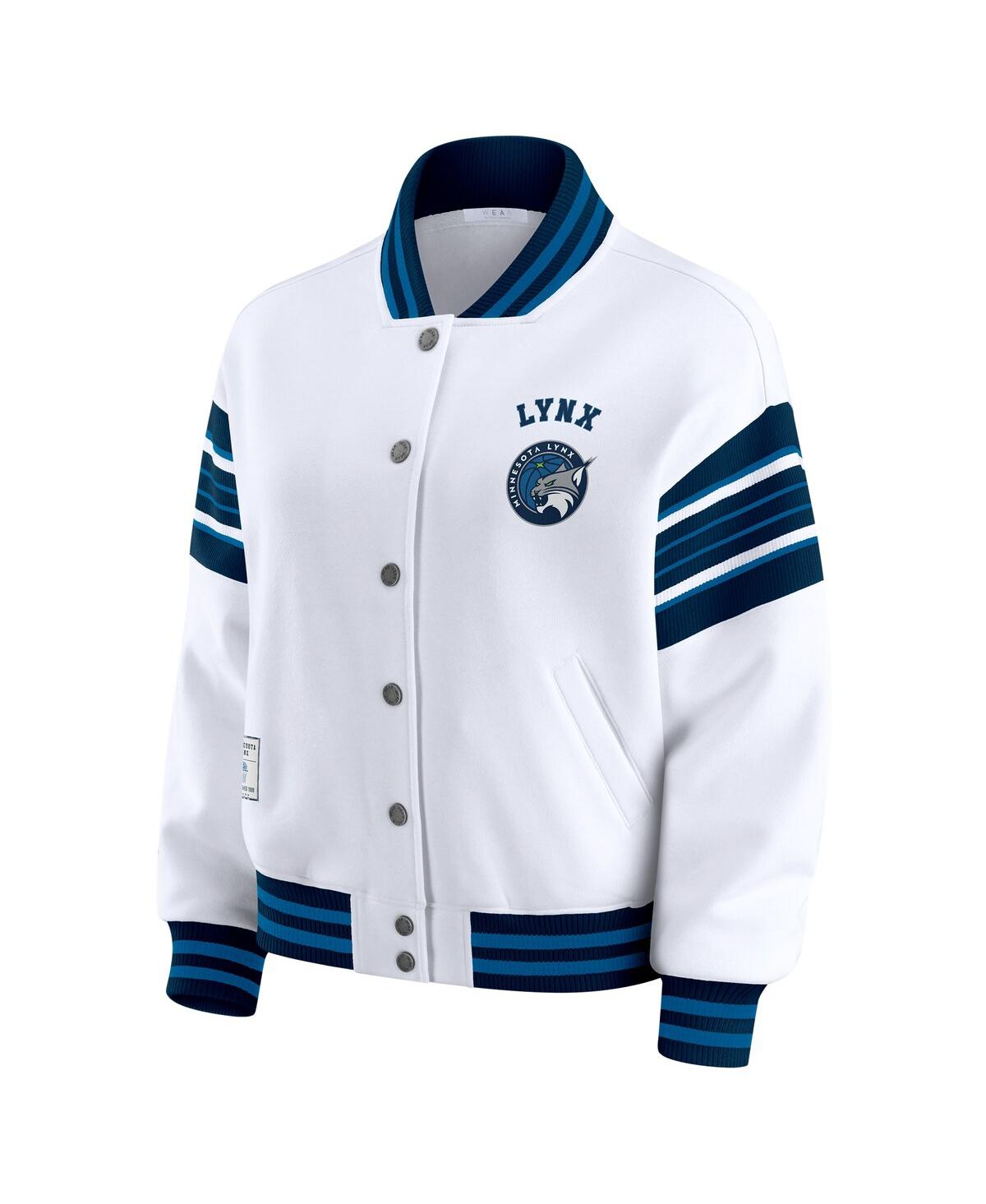 Wear By Erin Andrews Women's White/navy Minnesota Lynx Full-snap Fleece Sweatshirt Jacket In Blue