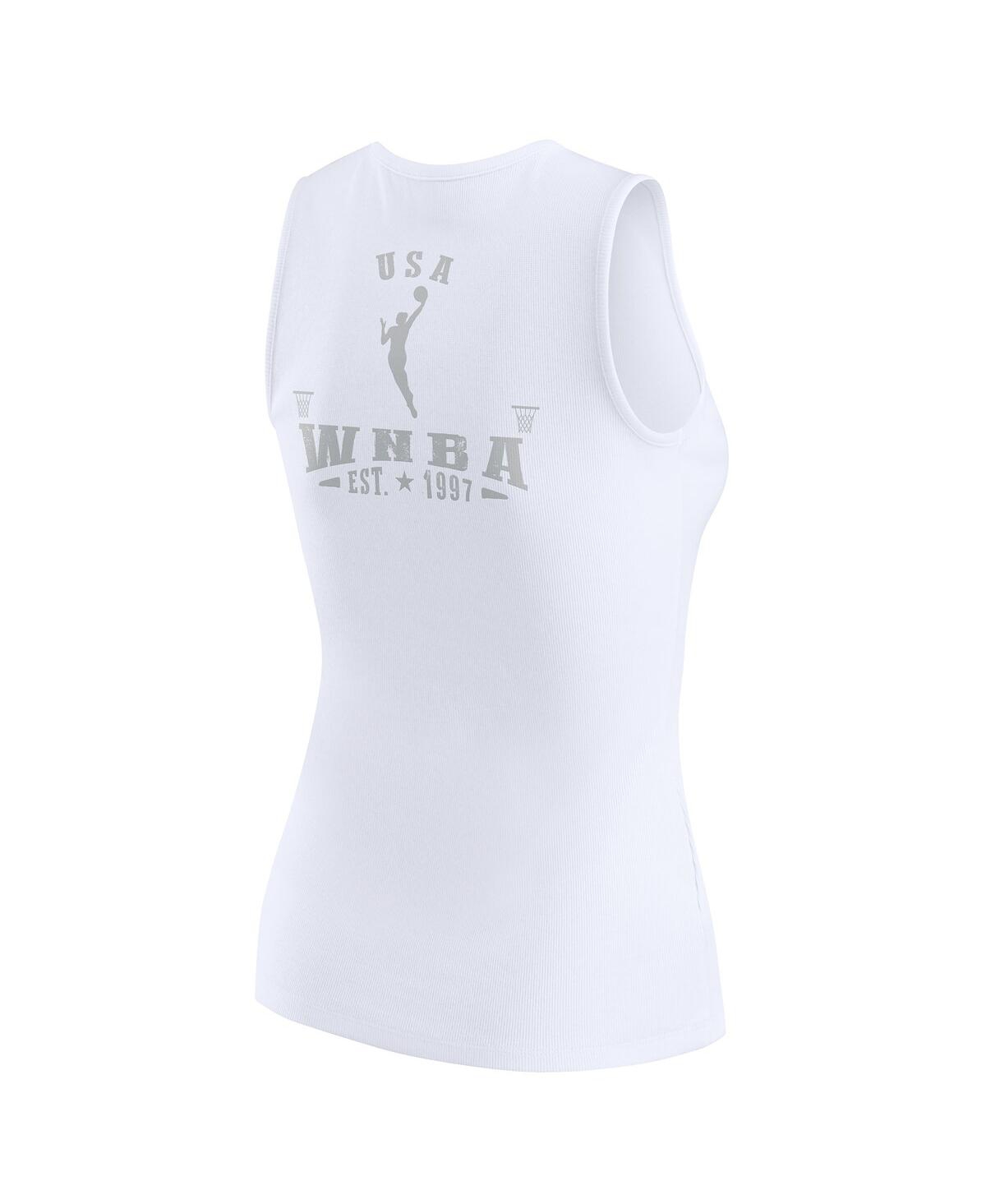 Wear By Erin Andrews Women's White Wnba Gear Rib-knit Henley Tank Top In White