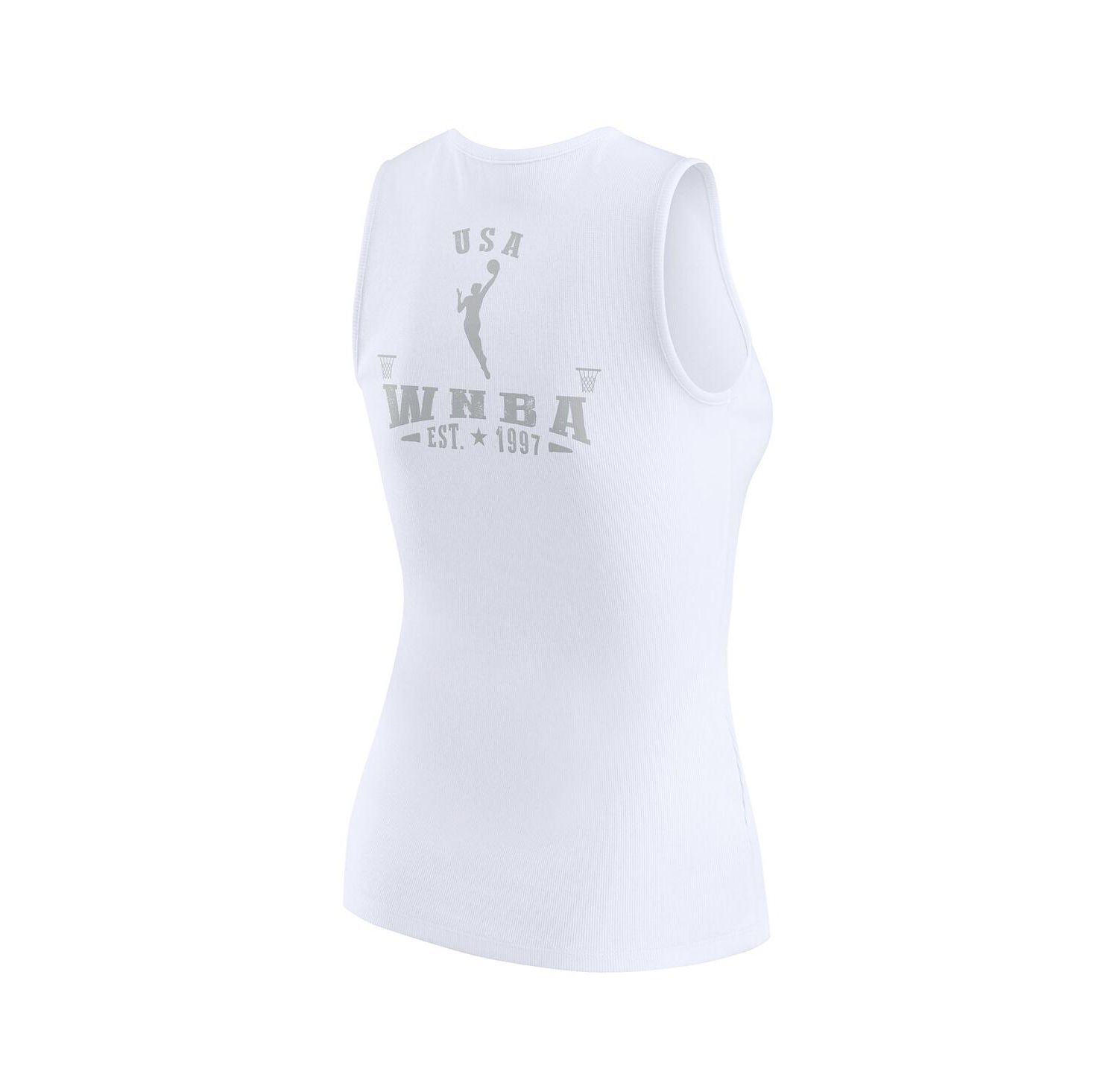 Women's White WNBA Gear Rib-Knit Henley Tank Top