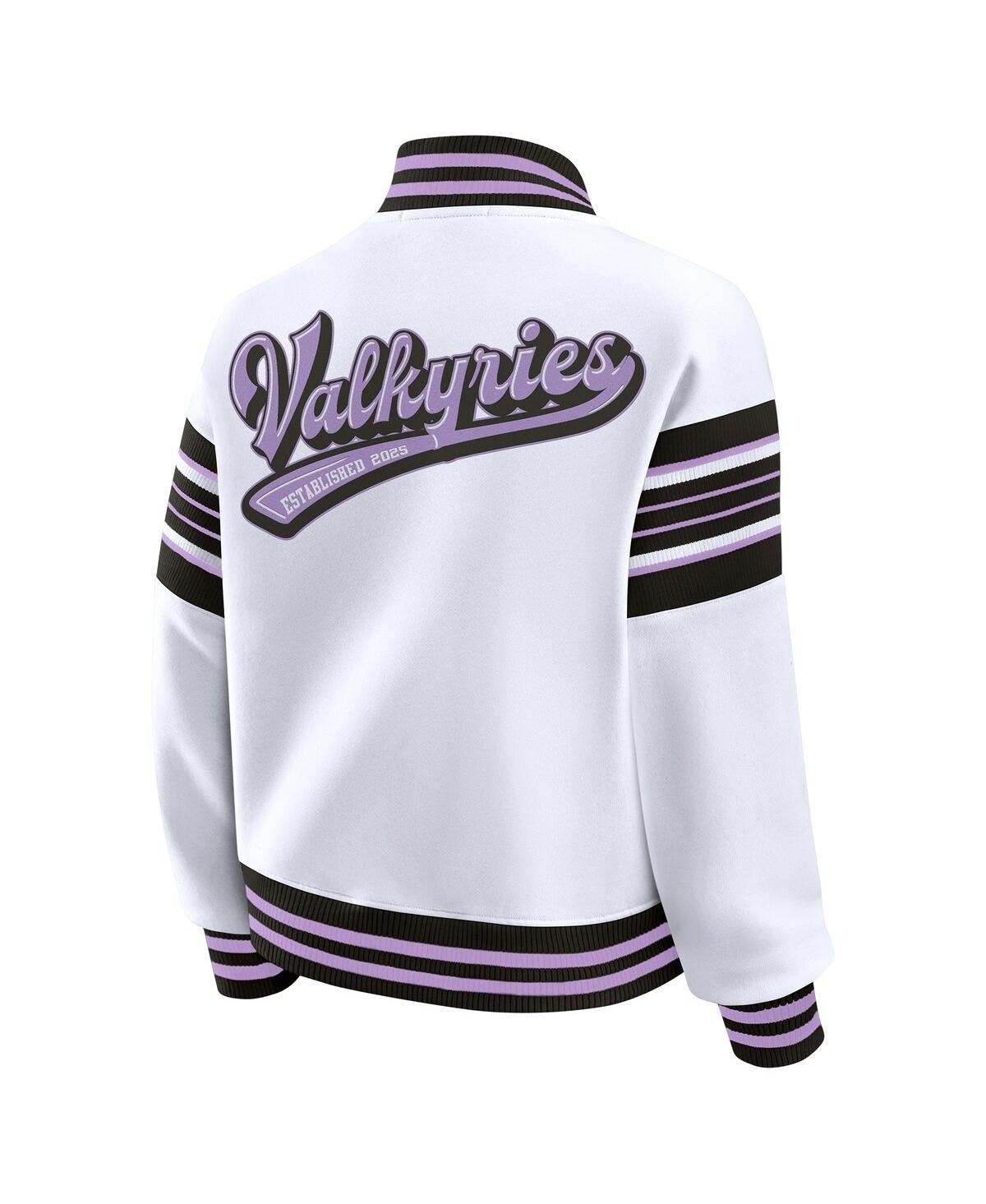 Wear By Erin Andrews Women's White/black Golden State Valkyries Full-snap Fleece Sweatshirt Jacket In White