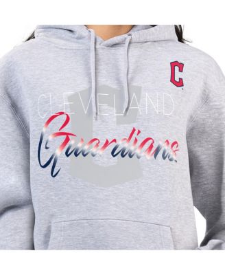 Women's Heather Gray Cleveland Guardians Shadow Logo Graphic Pullover Hoodie