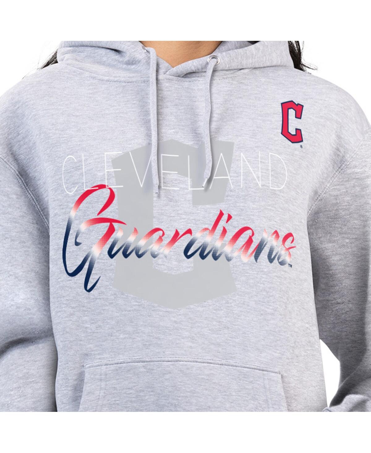 G-iii 4her By Carl Banks Women's Heather Gray Cleveland Guardians Shadow Logo Graphic Pullover Hoodie In Gray