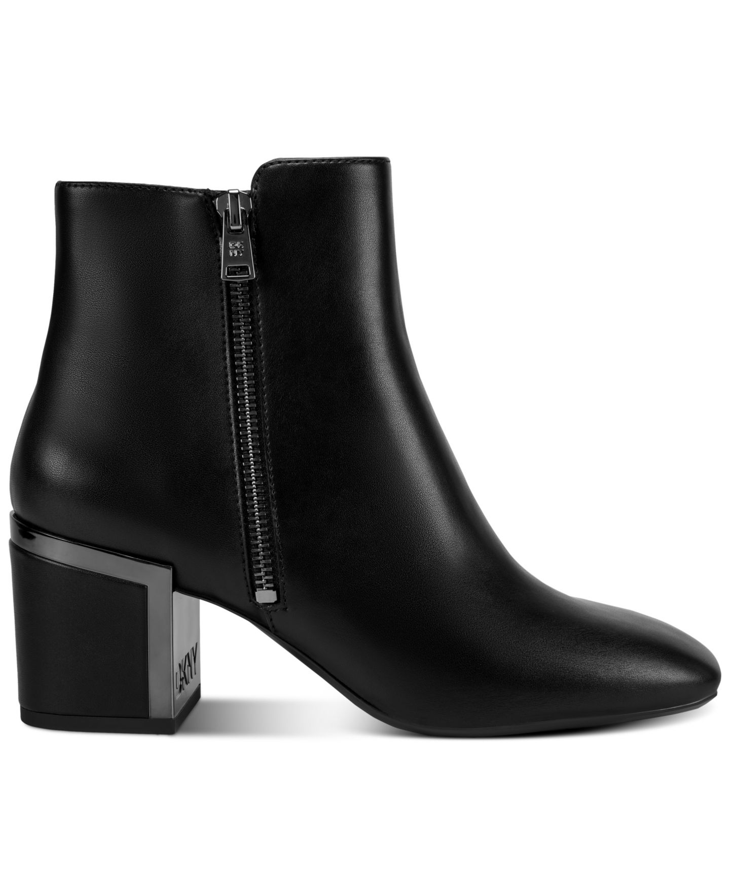 Женские ботинки DKNY Kylah Block Heel Booties, цвет: Чёрный гладкий кожаный — фото 2