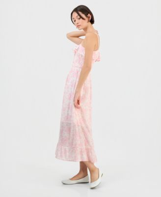 Juniors' Smocked Ruffled Floral Midi Dress