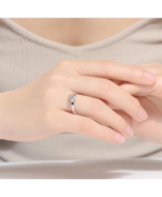 Circular Shaped Design Sterling Silver Clear Cubic Zirconia Ring