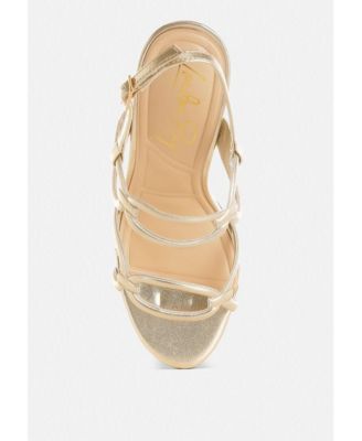 Womens Ryzah Metallic Cut Out Chain Sandals