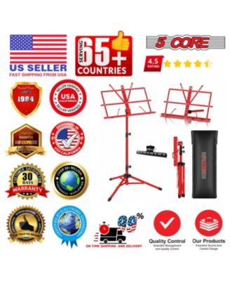 Music Stand Adjustable Desktop Book Stands Portable Sheet Holder All Metal Foldable Bookstand - MUS FLD RED