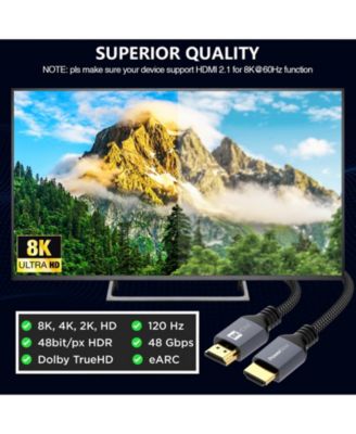 HDMI Cable 15' 8K 4K High Speed Braided Cord for Laptop Monitor PS5 Xbox Fire TV