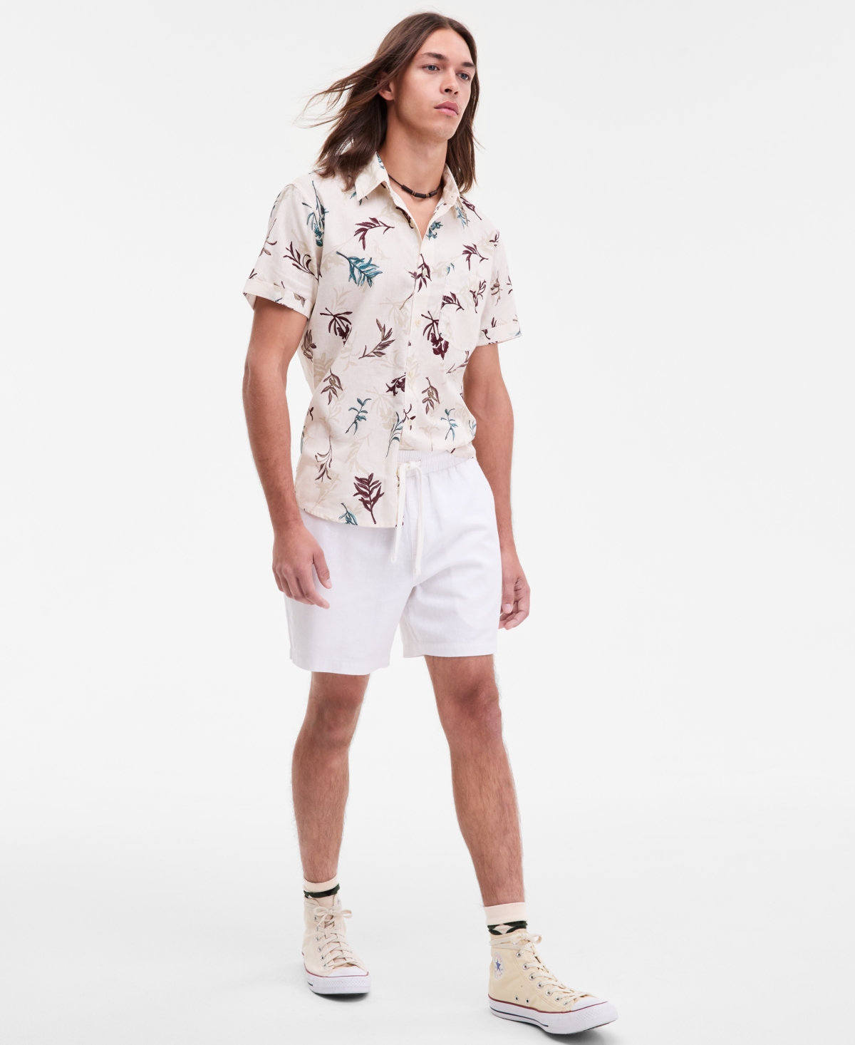 Sun + Stone Men's Chase Regular-fit 6" Linen Blend Shorts, Exclusively At Macy's In White