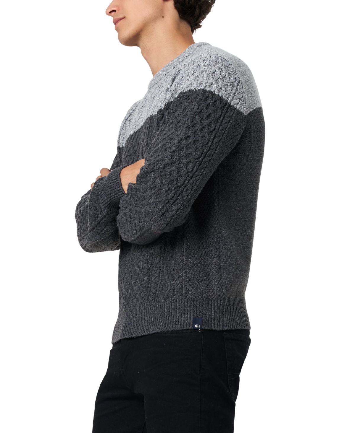 Buffalo David Bitton Men's Wintor Colorblock Cable Knit Sweater In Gray