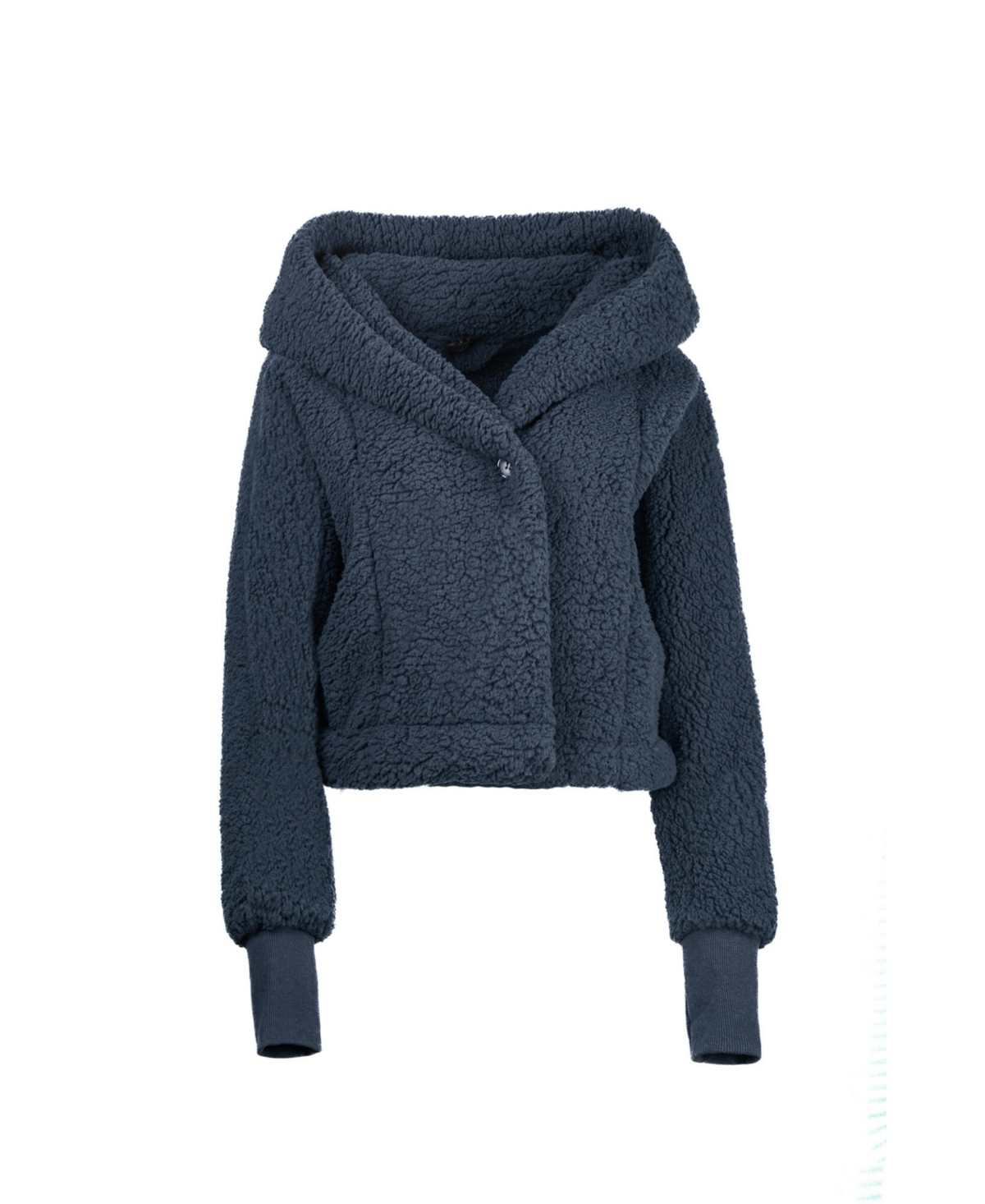 By Jill Martin Hooded Cropped Length Button Front Lounger Jacket In Black