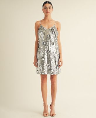 Women's Sweetheart Neck Dainty Sequin Slip Mini Dress