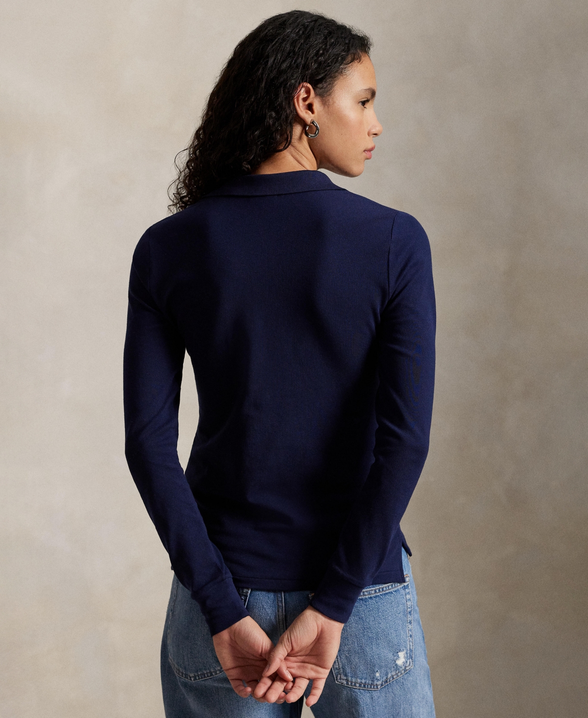 Polo Ralph Lauren Women's Polo Collar Long Sleeves Top In Blue