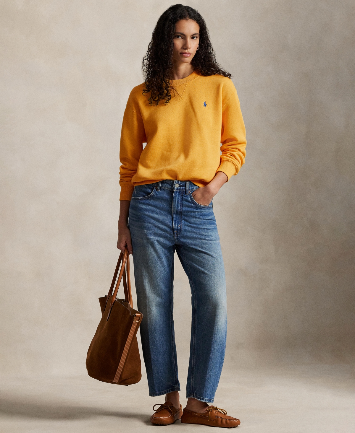 Polo Ralph Lauren Women's Fleece Crewneck Sweatshirt In Yellow