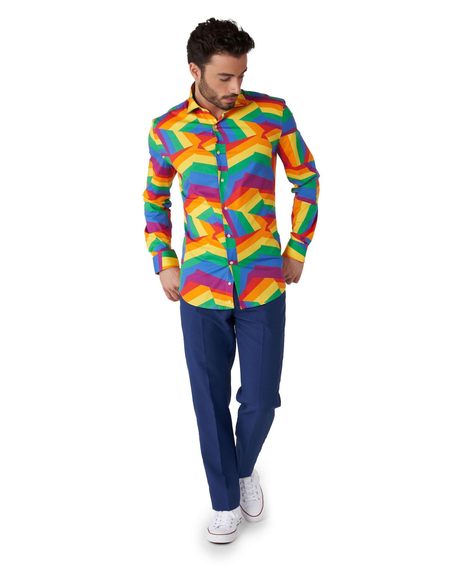 Big & Tall SHIRT LS Zig Zag Rainbow