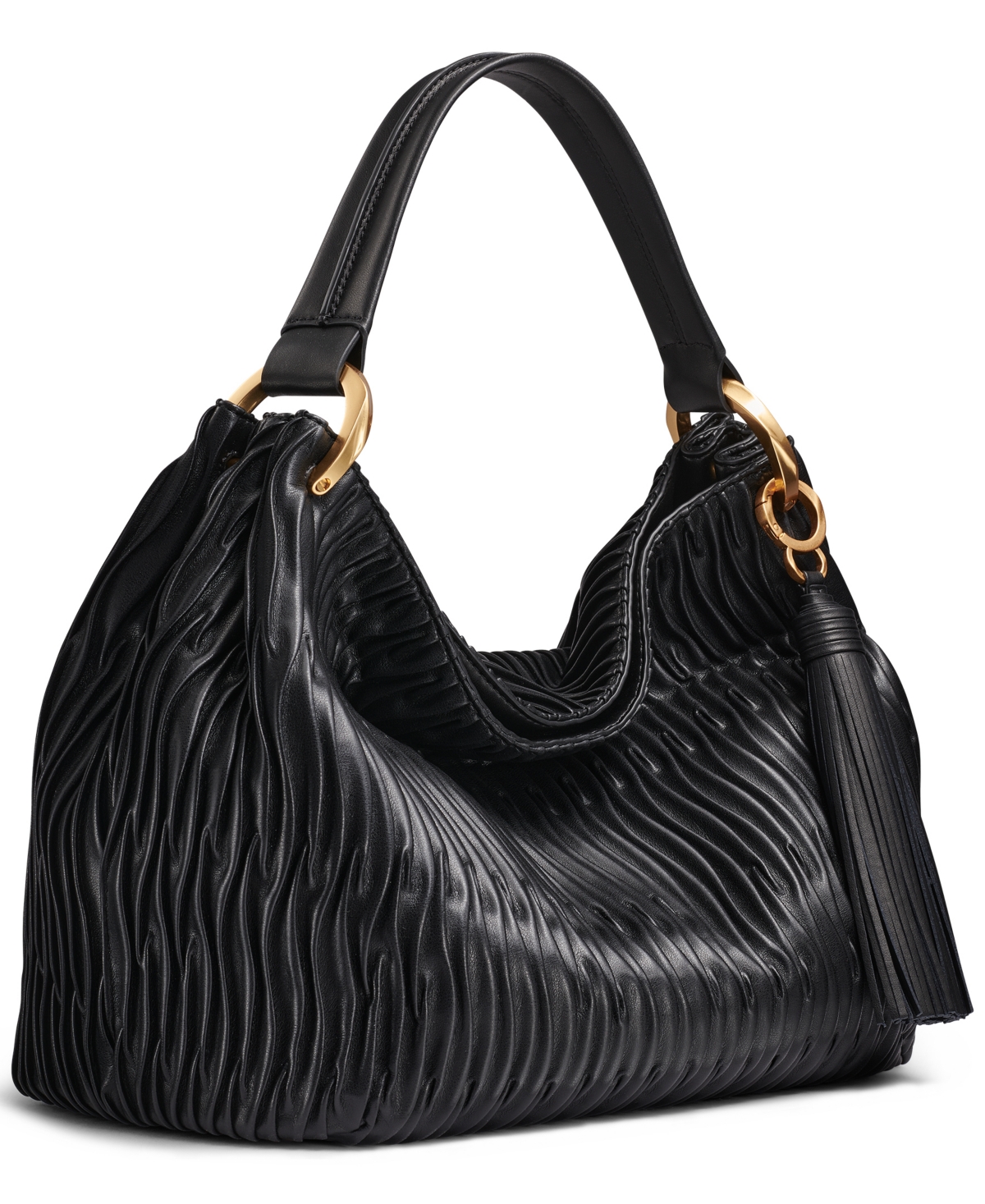 Donna Karan Glenwood Pleated Large Shoulder Handbag In Black