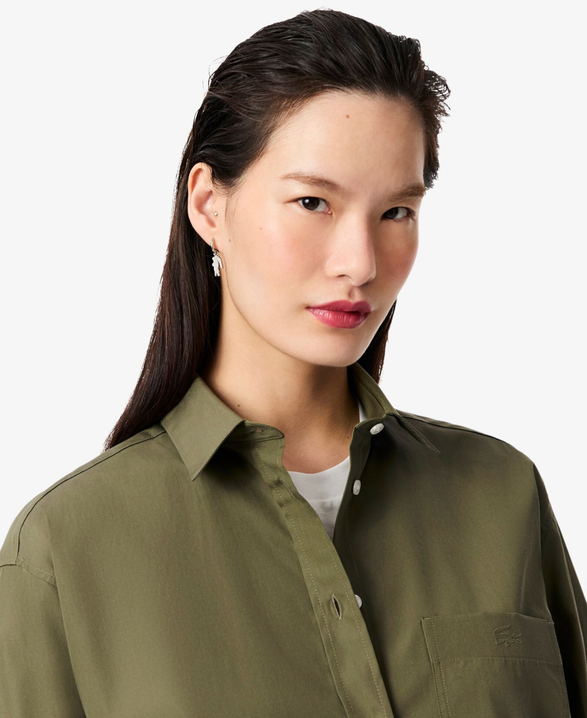 Lacoste Usa Women's Striped Oversized Shirt