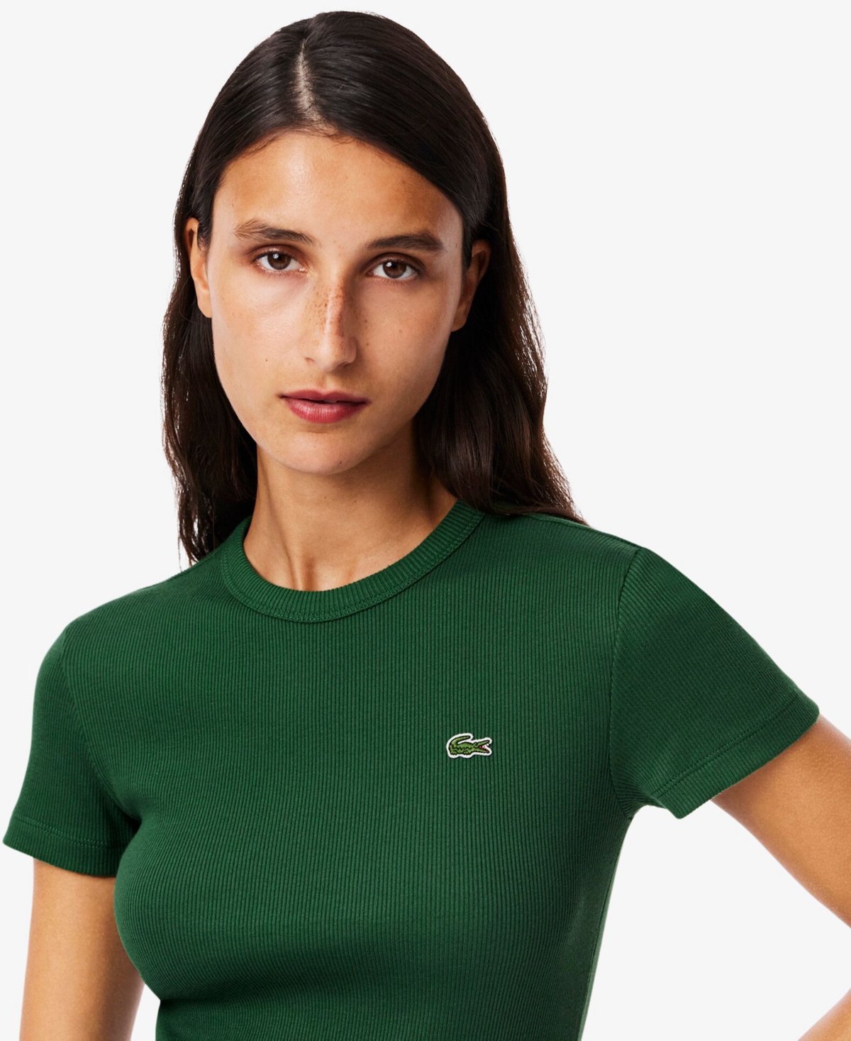 Lacoste Usa Women's Cotton Slim-Fit Crewneck Tee