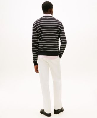 Men's Textured Cotton Crewneck Sweater