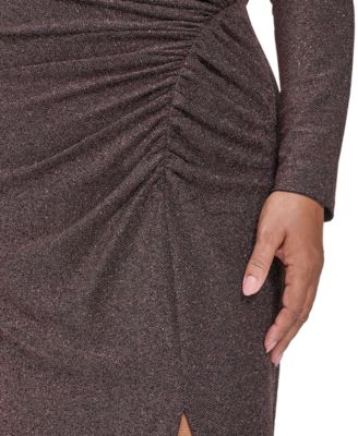 Plus Size Long Sleeve Glitter Knit Dress