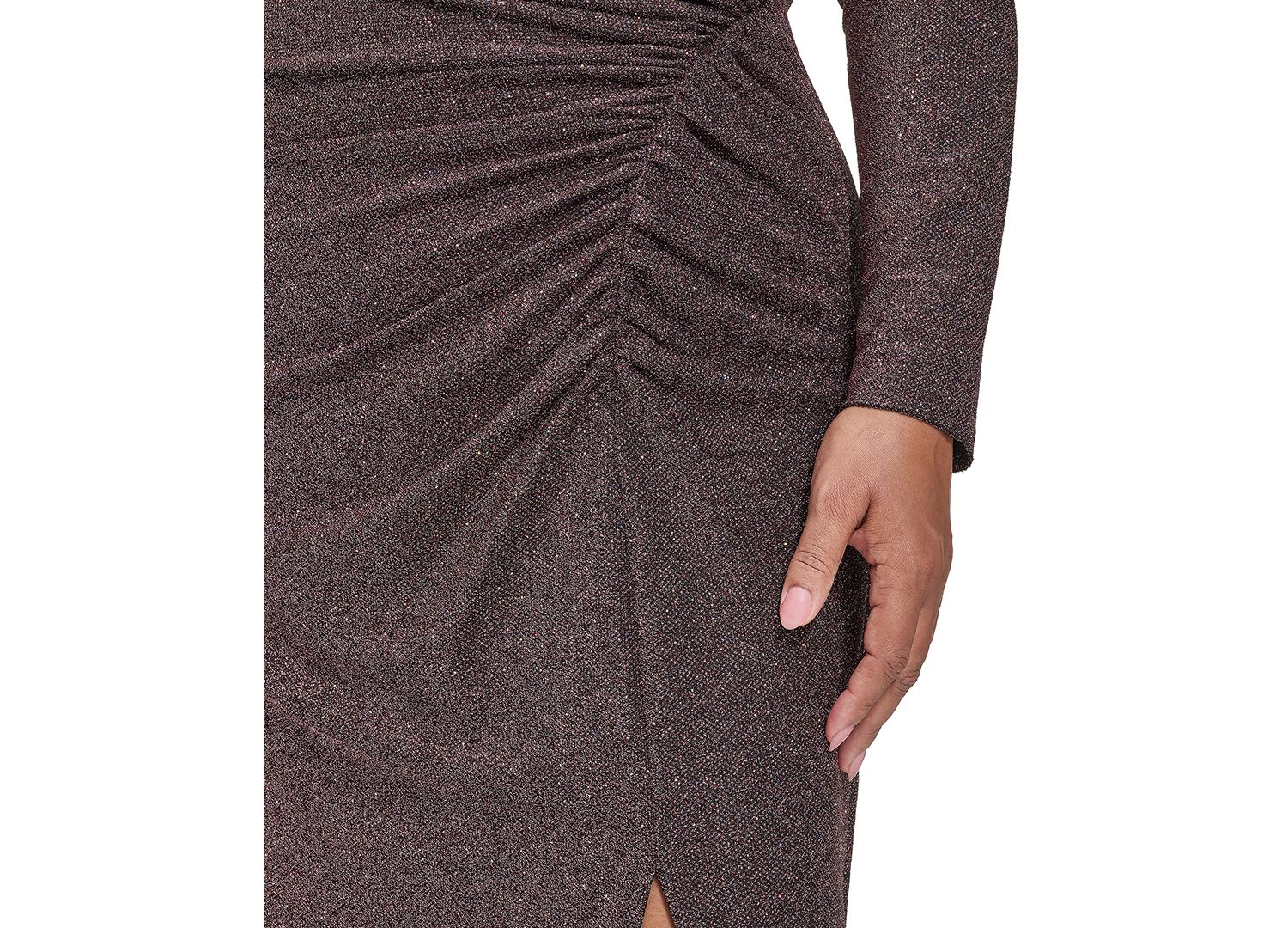 Plus Size Long Sleeve Glitter Knit Dress