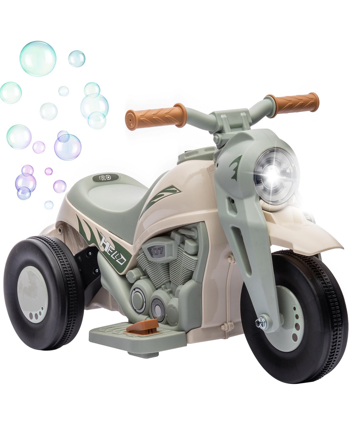 6V Kids Ride On Bubble Car, 3-Wheel Electric Motorcycle for Toddlers with Led Headlight, Music, Forward & Reverse, 2 Mph Battery Powered Ride On Toy