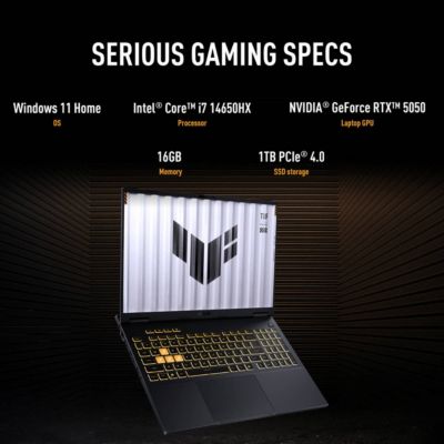 TUF Gaming F16 FX608JHR 16" WUXGA 165Hz Gaming Laptop, Intel Core i7-14650HX 2.2GHz, 16GB RAM, 1TB SSD, NVIDIA GeForce RTX 5050 8GB, Windows 11