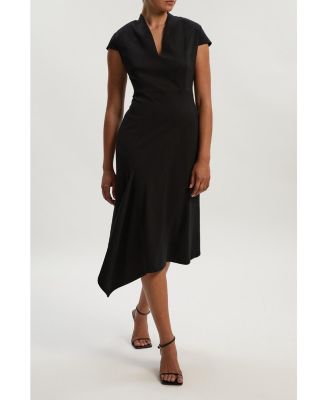 Women's Ponte V-Neck Midi Dress