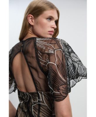 Women's Sequin Organdie Woven Maxi Dress