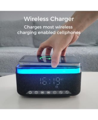 10W Bluetooth Stereo Speaker-Alarm Clock, Wireless Charging, RGB light