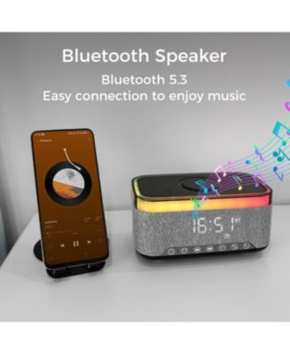 10W Bluetooth Stereo Speaker-Alarm Clock, Wireless Charging, RGB light