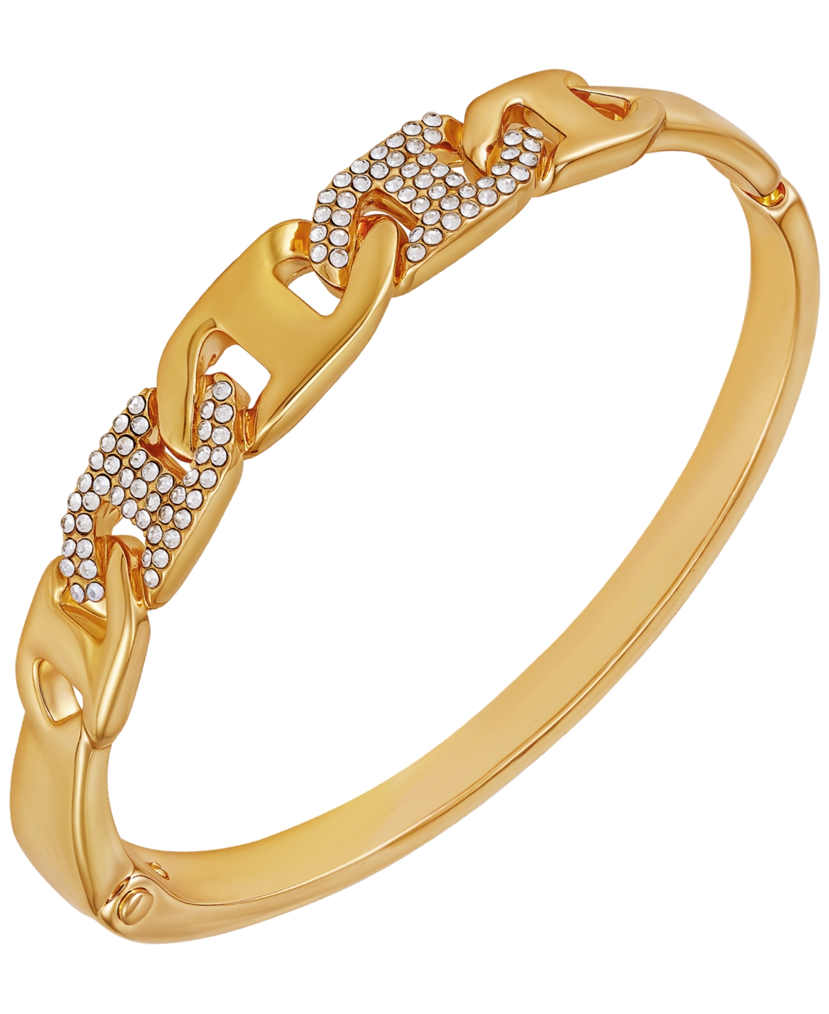 Guess Glass Stone Chain Link Silver-Tone Bangle Bracelet (Also Gold-Tone)